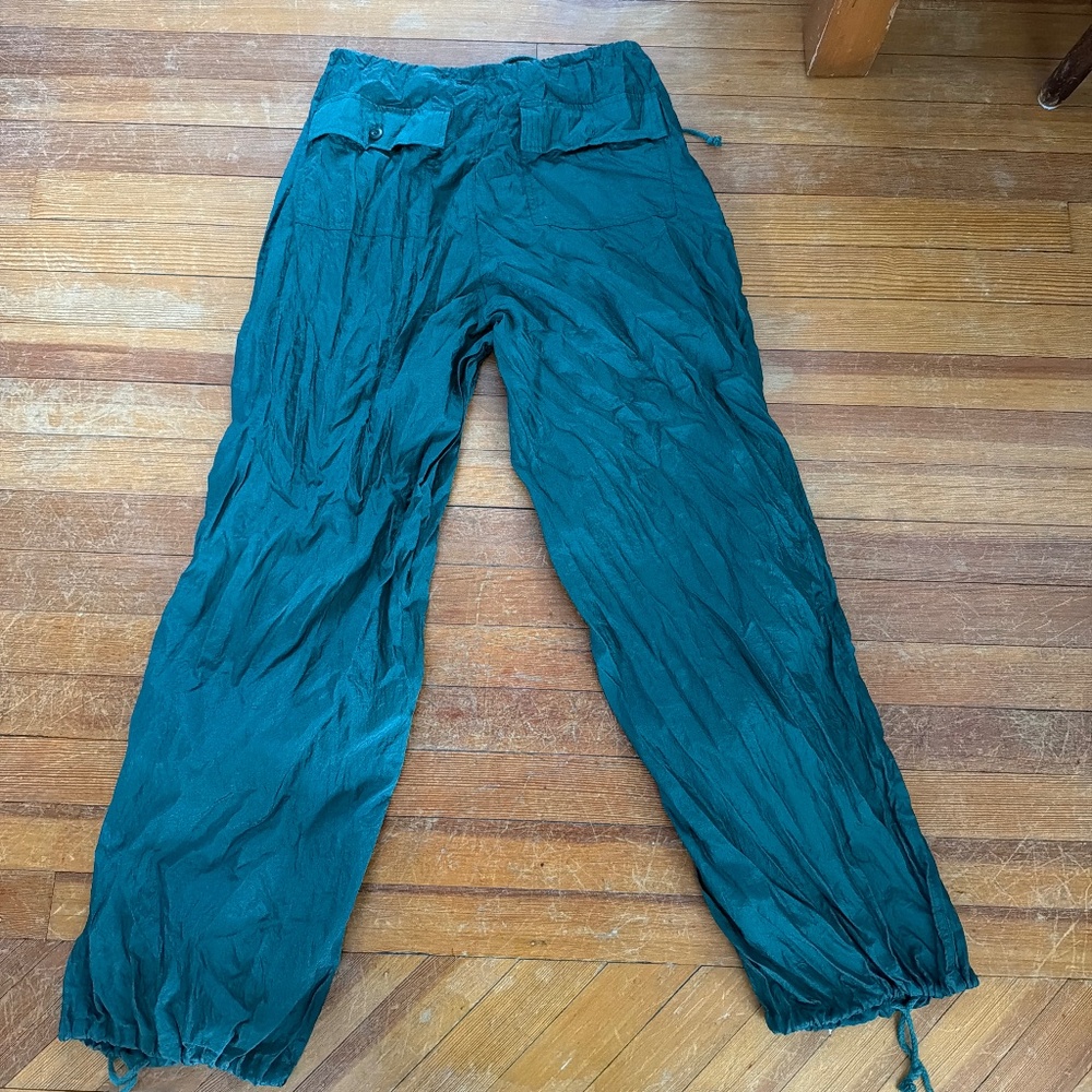 Dark green motel parachute pants